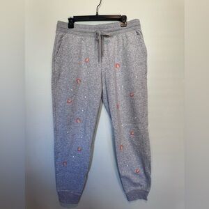 Old Navy Gray Sweatpants with Pink & Yellow Mini Rainbows